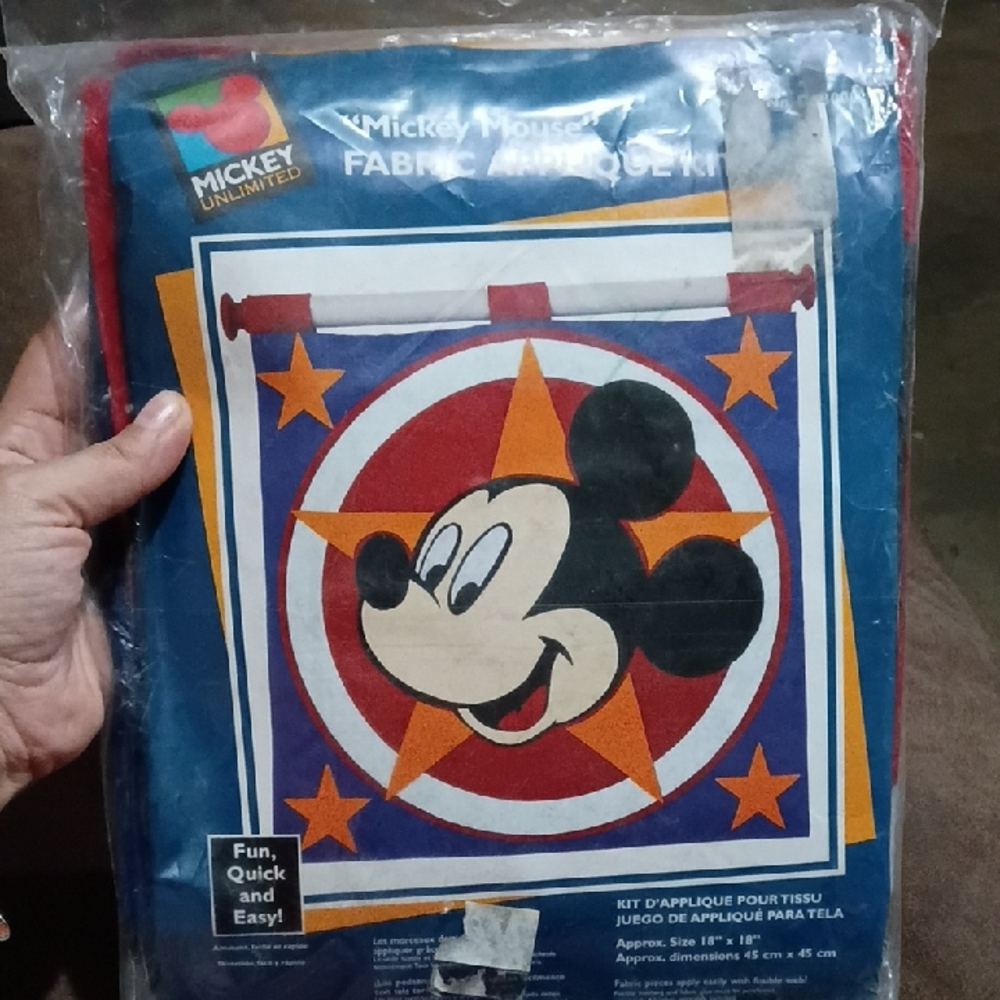 Mickey Mouse Fabric Applique Panel - Bright Red, Blue, Orange